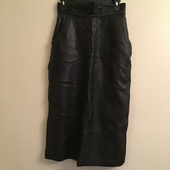 Kenica Dresses & Skirts - Kenica vintage leather black maxi skirt size 8
